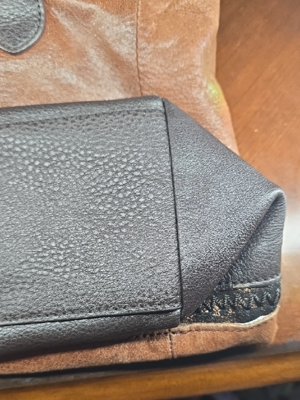 The Sak Two-Tone Brown Leather Tote with Dark Trim - Picture 6 of 11